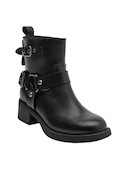Botín negro con diseño moderno, ideal para un impacto visual en cualquier outfit.