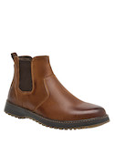 Botín de cuero camel para hombre, diseño sin costuras, perfecto para actividades laborales.