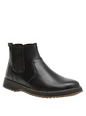 Botín Chelsea negro de hombre, con paneles elásticos, adecuado para looks modernos y cómodos.