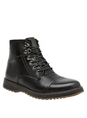 botín casual negro de cuero para hombre con tirador para fácil calce