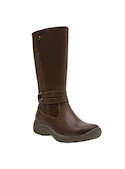 Bota de cuero moro para mujer, punta redonda que combina con jeans o vestidos ligeros.