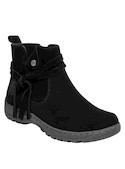 Botín casual negro, confeccionado en cuero de alta calidad, resistente y duradero.