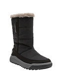 Bota negra para mujer, confeccionada en material textil, ideal para jornadas diarias y escapadas.