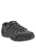 Zapatilla de cuero gris, suave y duradera, adecuada para explorar terrenos variados.