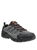 Zapatilla de hombre en cuero gris, con punta redonda, perfecta para aventuras urbanas y al aire libre.