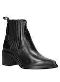 Botín negro casual para mujer, ideal para combinar con jeans o vestidos ajustados.