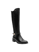 Calzado casual de cuero negro, taco bloque de 4 cm, recomendado para comodidad y estabilidad.
