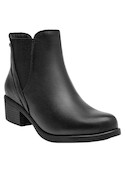 Botines de cuero negros para mujer, con taco bloque de 5 cm, ideales para el día a día.