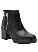 Calzado casual negro para mujer, con textura de cocodrilo, adecuado para ocasiones elegantes.