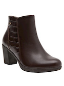 botines casuales para mujer en color moro, con diseño en cuero suave y paneles en relieve