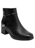 Botines de cuero negro para mujer, con punta cuadrada, recomendado para actividades cotidianas.
