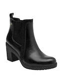 Botines negros de cuero para mujer, diseño anatómico, recomendados para uso diario y casual.