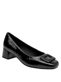 Zapatos elegantes negros para mujer, tacón bloque de 4 cm, perfectos con vestido midi.
