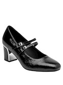 zapatos de tacón negro para mujer, con tacón bloque de 6.5 cm, adecuados para uso diario.