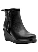 Botines cómodos de cuña negra para mujer, perfectos con jeans o vestidos.