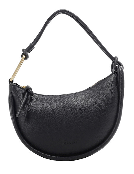 Bolso negro Pollini resaltando su sofisticación y estilo moderno, apto para ocasiones académicas.