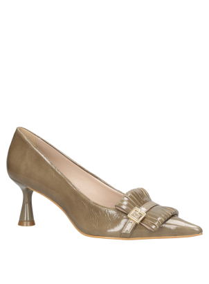 Calzado formal verde mujer, confeccionado en cuero, recomendado para el trabajo.