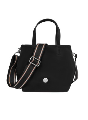 Bandolera negra de nylon con detalles en Pu, estilo casual, ideal para uso diario femenino.