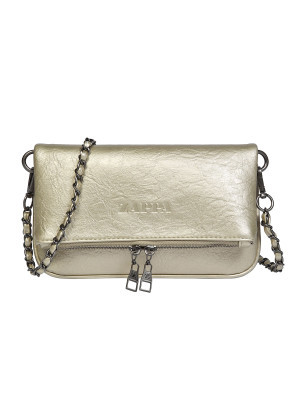 Bandolera de PU con textura en color oro, ideal para fiestas, diseñada para mujeres elegantes.
