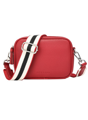Bandolera roja casual de mujer en material PU graneado, ideal para un look diario audaz.