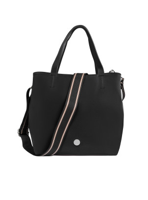Bandolera negra de mujer en nylon con detalles en Pu, ideal para un estilo casual diario.