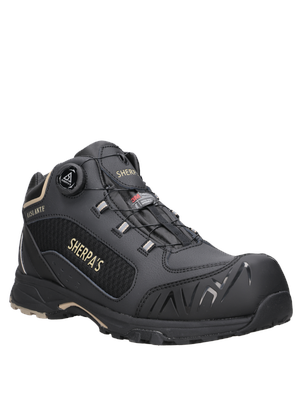 Zapato negro de seguridad para hombre, estilo práctico, adecuado para actividades industriales.