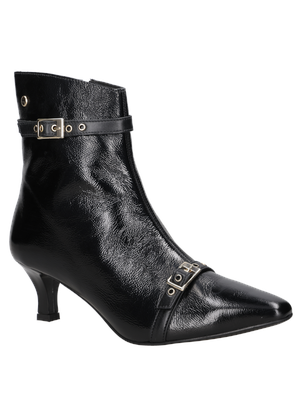 Botín negro con diseño elegante y refinado, adecuado para eventos y reuniones.
