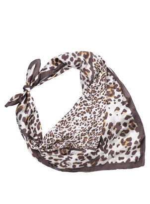 pañuelo mujer animal print casual en seda sintética, accesorio versátil para anudar en el cuello o bolso