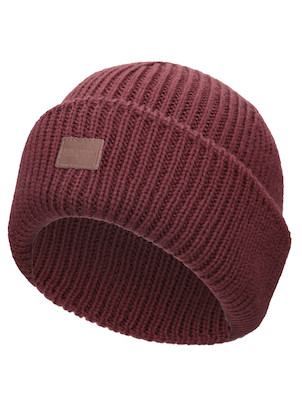Beanie burdeos de mujer, estilo casual, adecuado para actividades exteriores, mezcla de 30% lana y 70% acrílico.