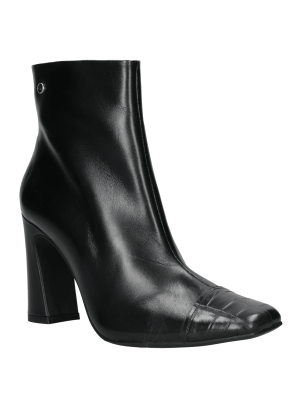 Elegantes botines negros MINGO de cuero para mujer.