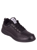 zapatilla casual negra de cuero, adaptable y ligera para actividades diarias