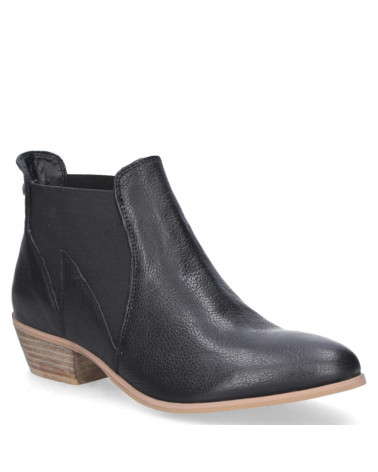 Botín Chelsea negro de cuero femenino, ideal para uso diario.