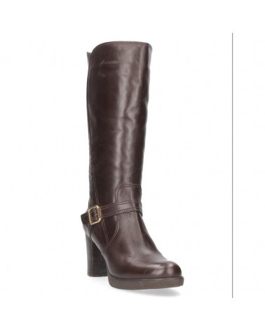 bota de cuero marrón para mujer con piezas interiores preformadas y estabilidad