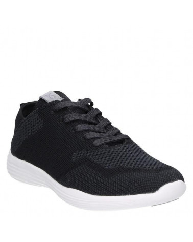 Calzado textil negro de mujer, mezcla de moda casual y deportiva, perfecto para combinar con jeans o leggings.