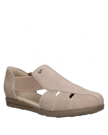 Sandalia de cuero para mujer, color taupe, estilo casual y cómodo.