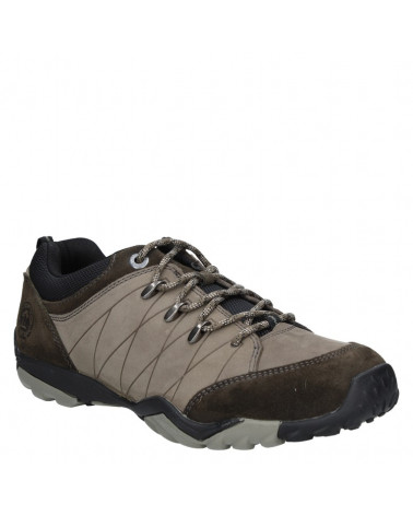 Zapatilla outdoor gris para hombre, cuero/textil, taco plano de 4 cm.