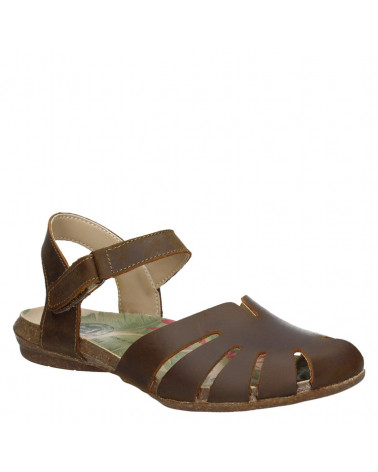Versátil sandalia de cuero marrón para mujer, perfecta para actividades cotidianas y combinaciones veraniegas.