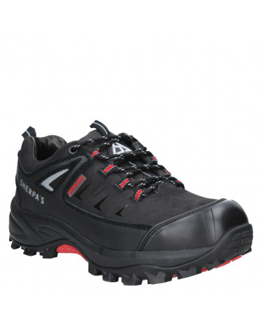 Zapato negro de hombre con detalles modernos en cordones, perfecto para combinar con ropa casual o deportiva.