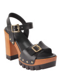 Sandalia Mujer Q250 Pollini negro