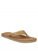 Sandalia beige de hombre con taco plano de 2 cm y punta abierta, perfecta para un look casual.