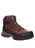 Zapato de seguridad café para hombre, cuero waterproof, resistente a impactos y desgarros.