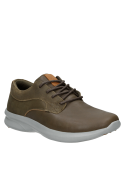 Zapatilla de cuero verde para hombre, diseño sofisticado con cordones y costura discreta, perfecta para el look athleisure.