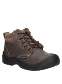 Zapato de seguridad café unisex con suela resistente, duradero y adecuado para trabajos al aire libre.