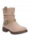 Botín taupe Dakota de mujer, textil/sintético, moderno y estiloso, con taco bloque de 4 cm.