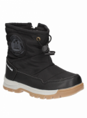 Bota negra para niño, estilo moderno con taco plano de 2.8 cm, ideal para aventuras cómodas y seguras.